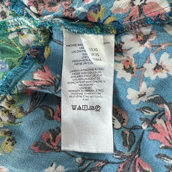 Anthropologie Robin Blue and Green Tiered Floral Mini Dress, size XS - Picture 6 of 8